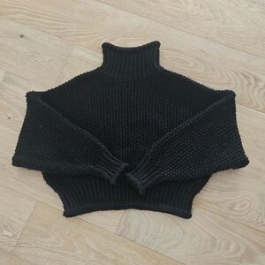 H&M Navy Chunky Knit Turtleneck Sweater